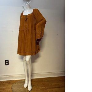 🎃 Old Navy PLUS SIZE 4X Tall Mustard Yellow Orange Dress Top Blouse Tunic Lace